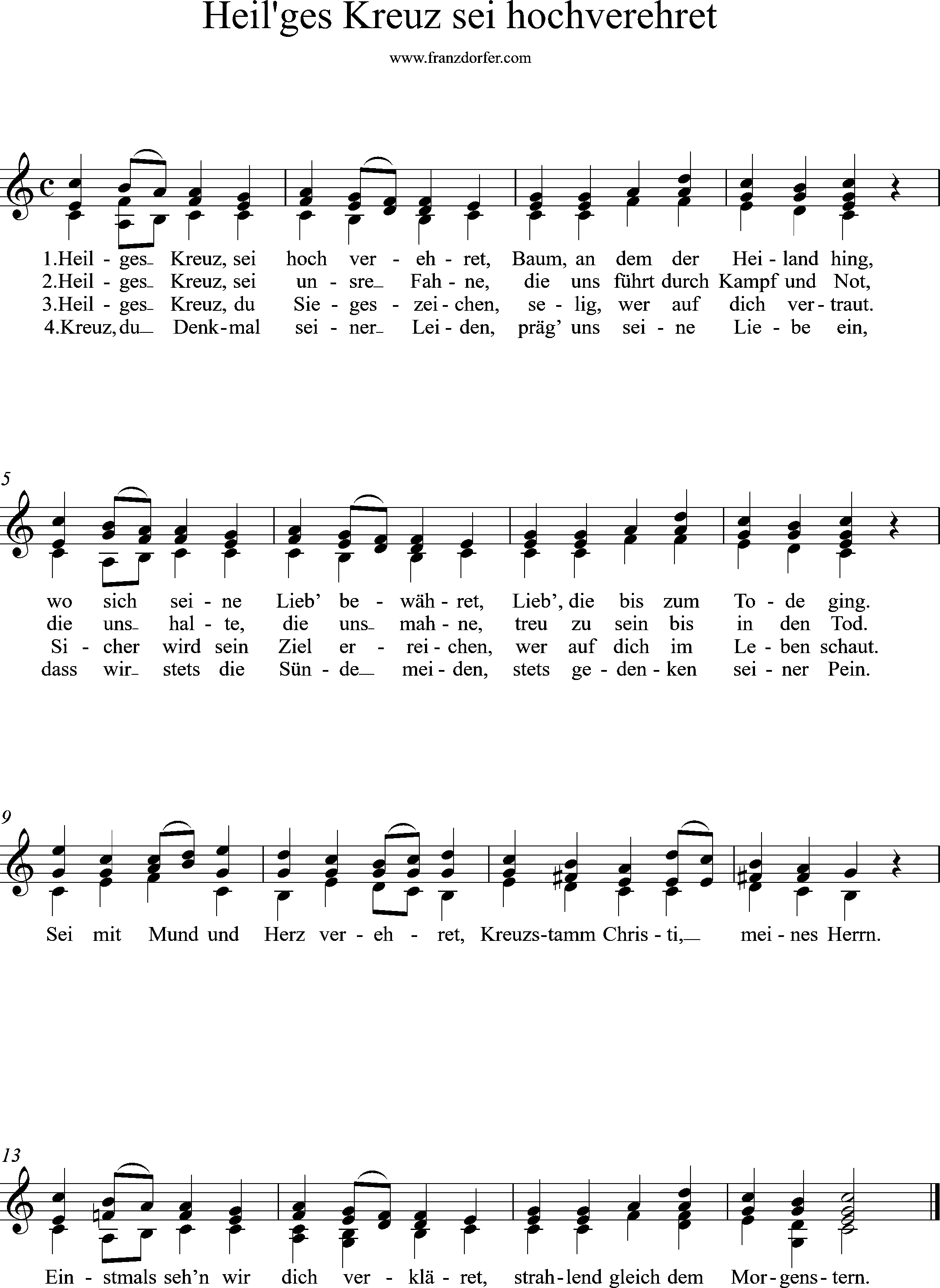 Chornoten, 3stimmig, C-Dur, Heil'ges Kreuz